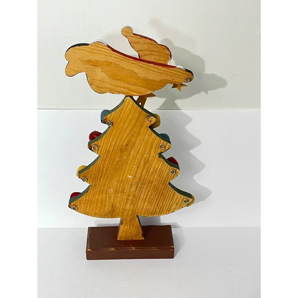 Unbranded Vintage Wooden Christmas Tree Home Decor‎ Green Flying Santa Bells